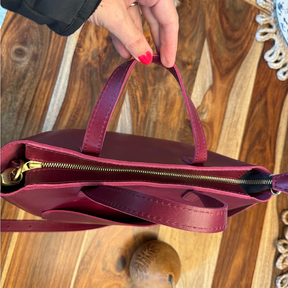 Portland Leather Crossbody Bag in Rich boysenberry - Picture 6 of 8